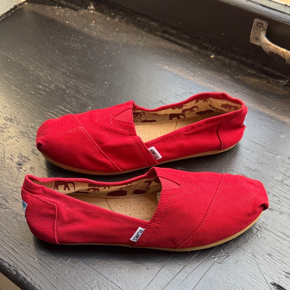 Toms Bold Red Canvas Slip-Ons
